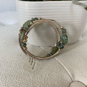 Elegant Silver and Green Beaded Bracelet